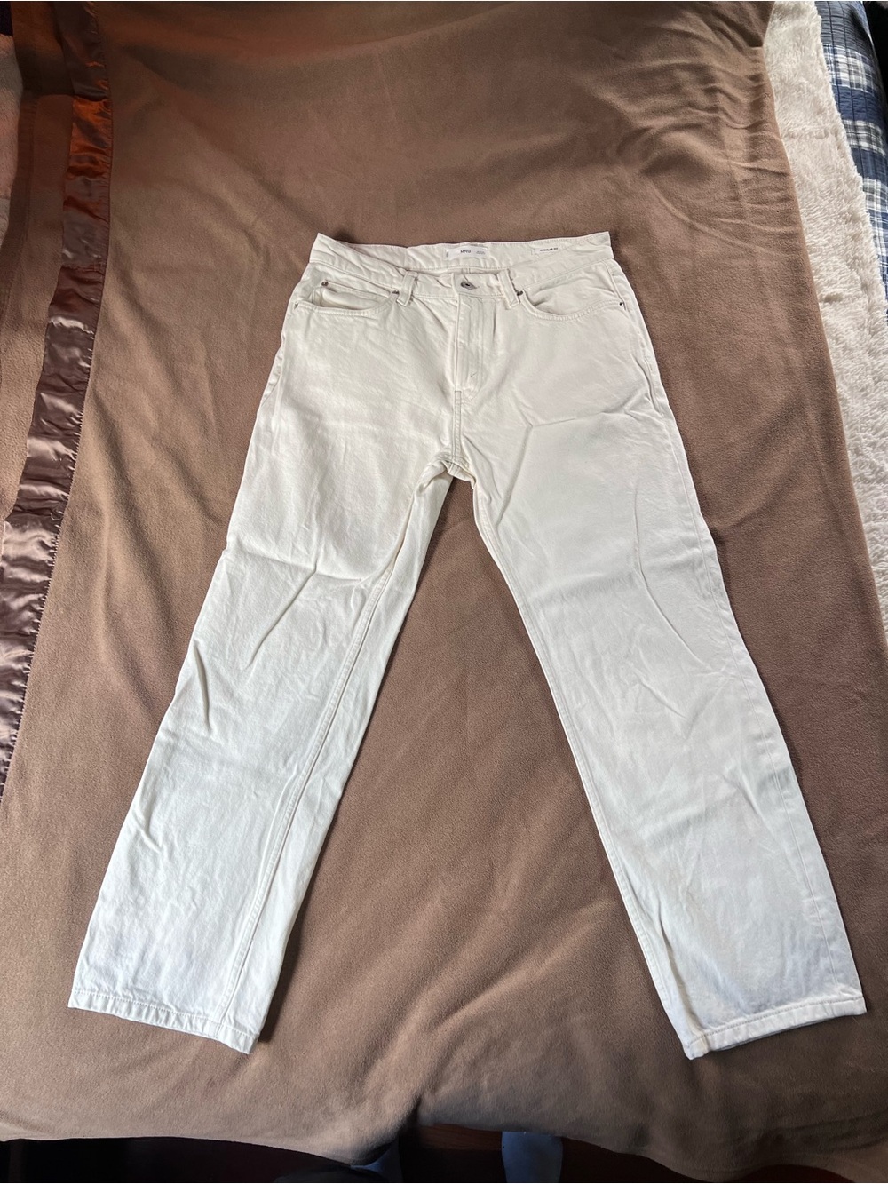 Mango White Regular Fit Jeans